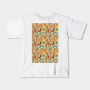 70s mod squares Kids T-Shirt
